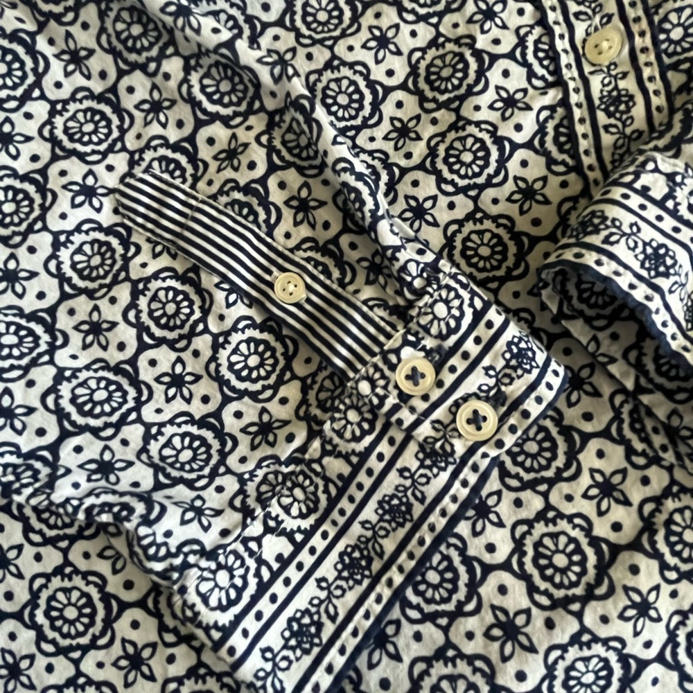 Talbots Blue and White Women top Tunic 3/4 Sleeve Sz Mp‎ - Picture 7 of 9